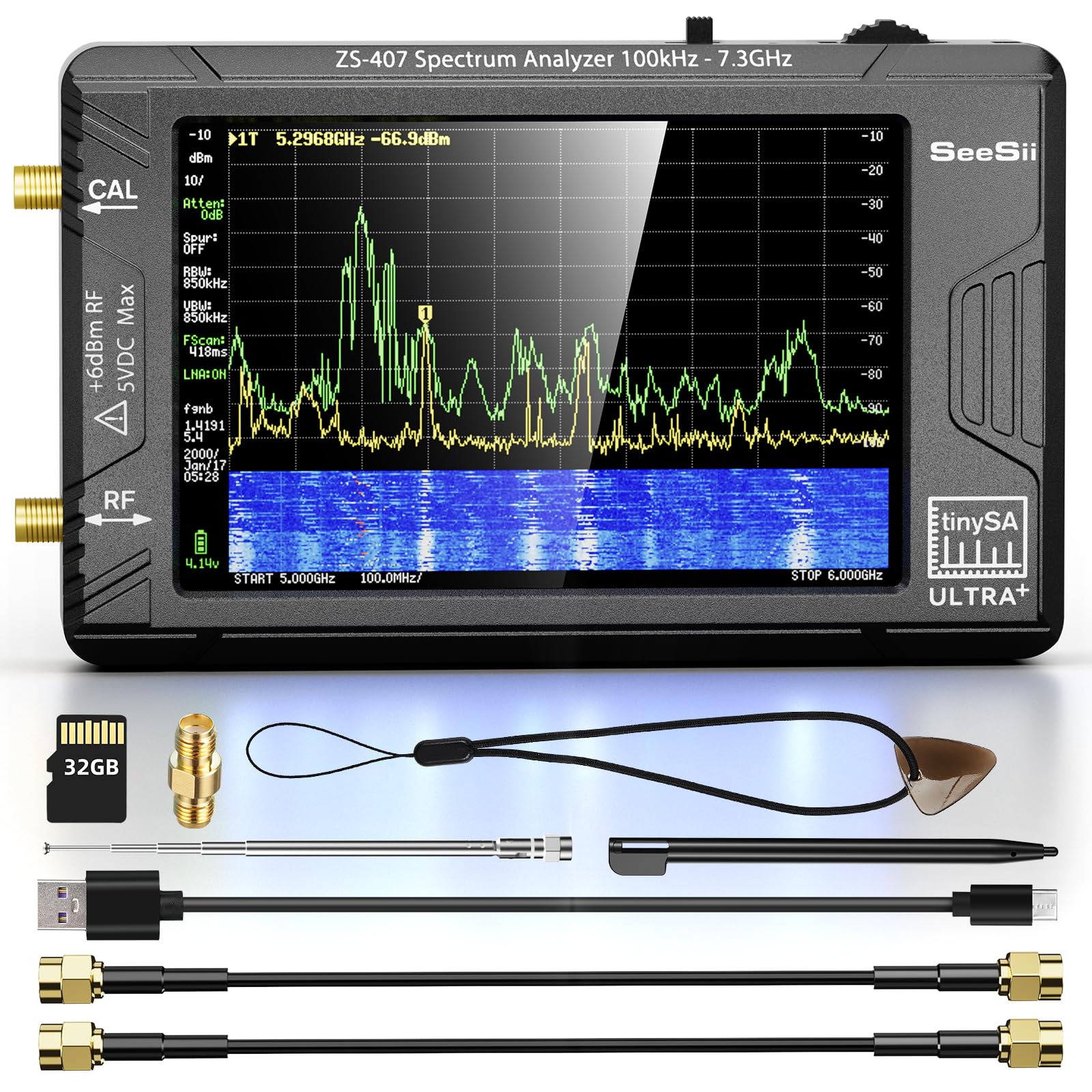 SeeSii TinySA Ultra+ Spectrum Analyzer